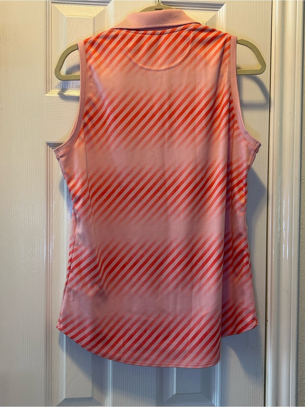 Lacoste Pink and Coral Striped Sleeveless Polo Tank - Picture 8 of 8